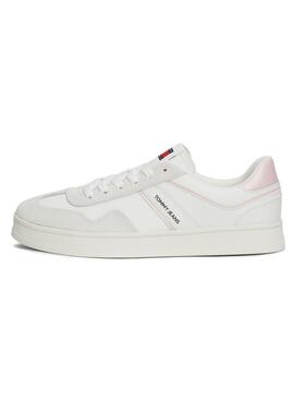 Tênis Tommy Jeans Greenwich branco e rosa para mulher