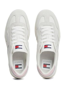 Tênis Tommy Jeans Greenwich branco e rosa para mulher