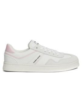 Tênis Tommy Jeans Greenwich branco e rosa para mulher