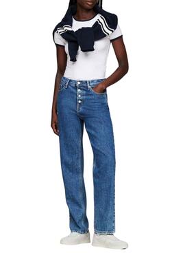 Tênis Tommy Jeans Greenwich branco e rosa para mulher