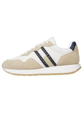 Tênis Tommy Jeans Runner bege e branco para homem