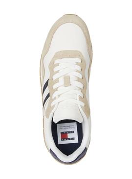 Tênis Tommy Jeans Runner bege e branco para homem