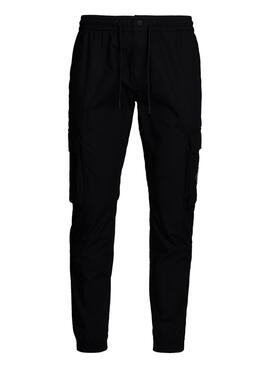 Calça cargo Calvin Klein Jeans lavada preta para homem