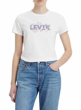 Camiseta Levis Floral branca para mulher