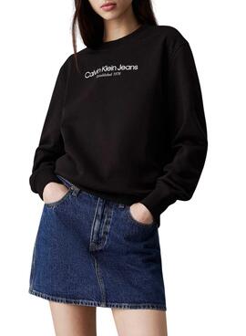 Moletom Calvin Klein Jeans Institutional Logo preto para mulher
