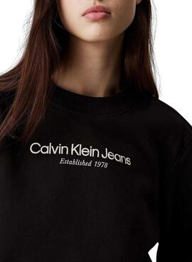 Moletom Calvin Klein Jeans Institutional Logo preto para mulher
