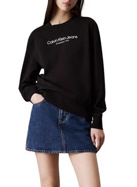 Moletom Calvin Klein Jeans Institutional Logo preto para mulher
