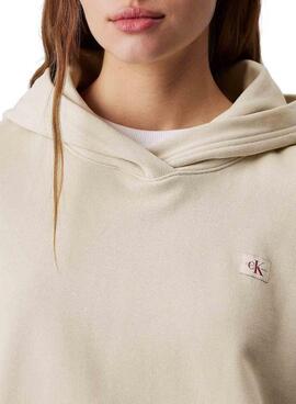 Moletom Calvin Klein Jeans Woven bege para mulher