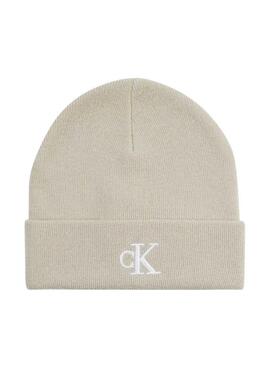 Gorro Calvin Klein Monogram bege para mulheres e homens.