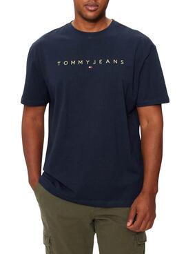 Camiseta Tommy Jeans Gold Linear azul marinho para homem