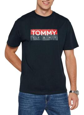 Camiseta Tommy Jeans Entry azul marinho para homens