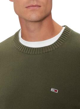 Camiseta Tommy Jeans C neck verde para homem