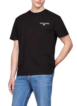 Camiseta Tommy Jeans Linear preta para homem