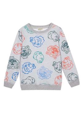 Sweat Kenzo Georges Cinza para Menino