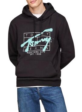 Moletom Tommy Jeans Spray preto para homem