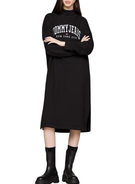 Vestido Tommy Jeans Varsity preto para mulher