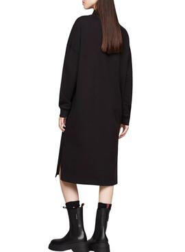 Vestido Tommy Jeans Varsity preto para mulher