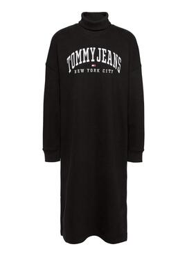Vestido Tommy Jeans Varsity preto para mulher