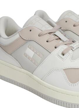 Sapatilhas Tommy Jeans Retro Basket pastel para mulher.