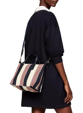 Bolsa Tommy Hilfiger Poppy listrada para mulheres