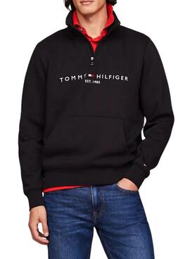 Moletom Tommy Hilfiger Mockneck preto para homem