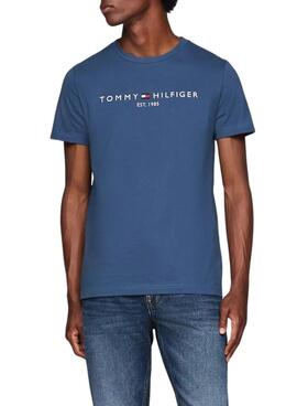 Camisa básica azul da Tommy Hilfiger para homem