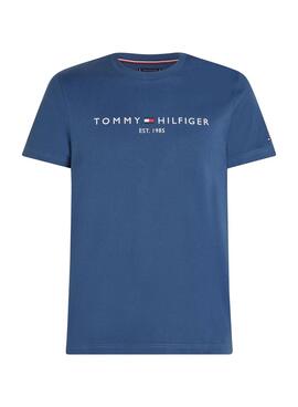 Camisa básica azul da Tommy Hilfiger para homem
