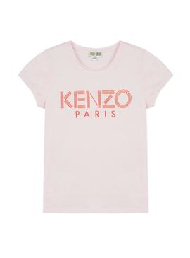 T-Shirt Kenzo Logo JG Rosa Para Menina