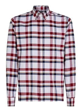 Camisa Tommy Hilfiger Heritage branca e vermelha para homem