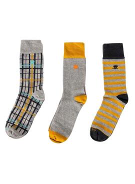 Conjunto de 3 meias El Pulpo Winter Adventure multicoloridas para homem