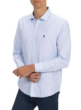 Camisa El Pulpo Twill xadrez azul royal para homem
