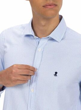 Camisa El Pulpo Twill xadrez azul royal para homem