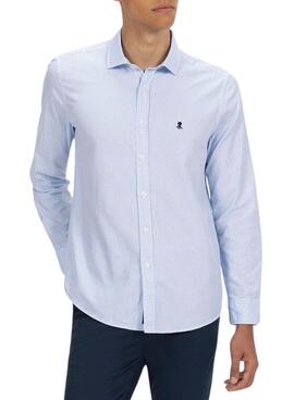 Camisa El Pulpo Twill xadrez azul royal para homem