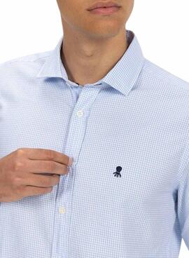 Camisa El Pulpo Twill xadrez azul royal para homem