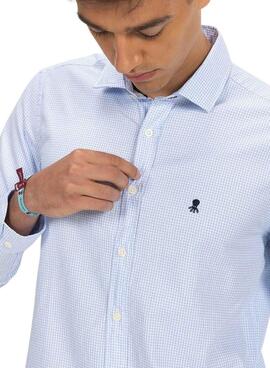 Camisa El Pulpo Twill xadrez azul royal para homem