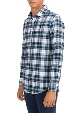 Camisa El Pulpo Danúbio xadrez azul para homem