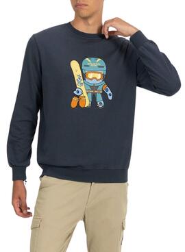 Sweatshirt El Pulpo Snowboard azul-marinho para homem.