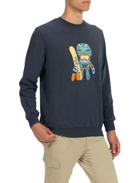 Sweatshirt El Pulpo Snowboard azul-marinho para homem.