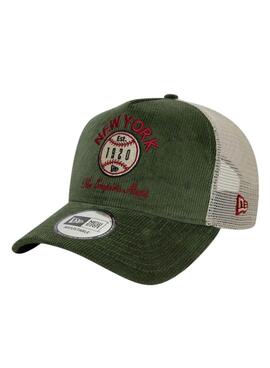 Boné New Era Cord Trucker verde para homem e mulher