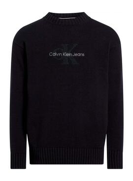 Jersey Calvin Klein Jeans Monologo preta para homem.