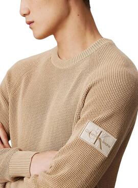 Jersey Calvin Klein Jeans Easy bege para homem