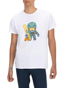 T-shirt El Pulpo Snowboard branco para homem