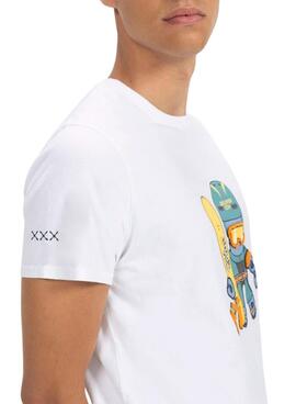 T-shirt El Pulpo Snowboard branco para homem