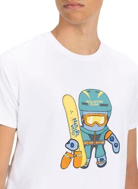 T-shirt El Pulpo Snowboard branco para homem