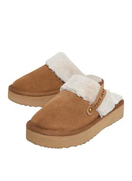 Tamancos Pepe Jeans Dissy em camelo e bege para mulher