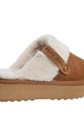 Tamancos Pepe Jeans Dissy em camelo e bege para mulher