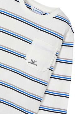 Conjunto de 2 camisetas Mayoral listradas lisas azuis para menino.