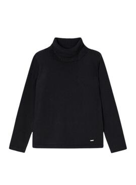 Jersey básico Mayoral cisne em tricô preto para menina
