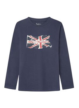 Camiseta Pepe Jeans Clag azul marino para menino