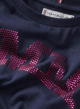 Camiseta Tommy Hilfiger Dot marinho para menina